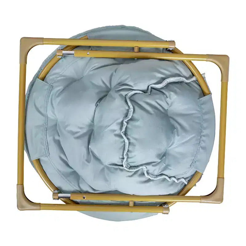 Emma and Oliver Oversize Folding Saucer Chair with Cozy Faux Fur Cushion and Metal Frame for Dorms, Bedrooms, Apartments and More