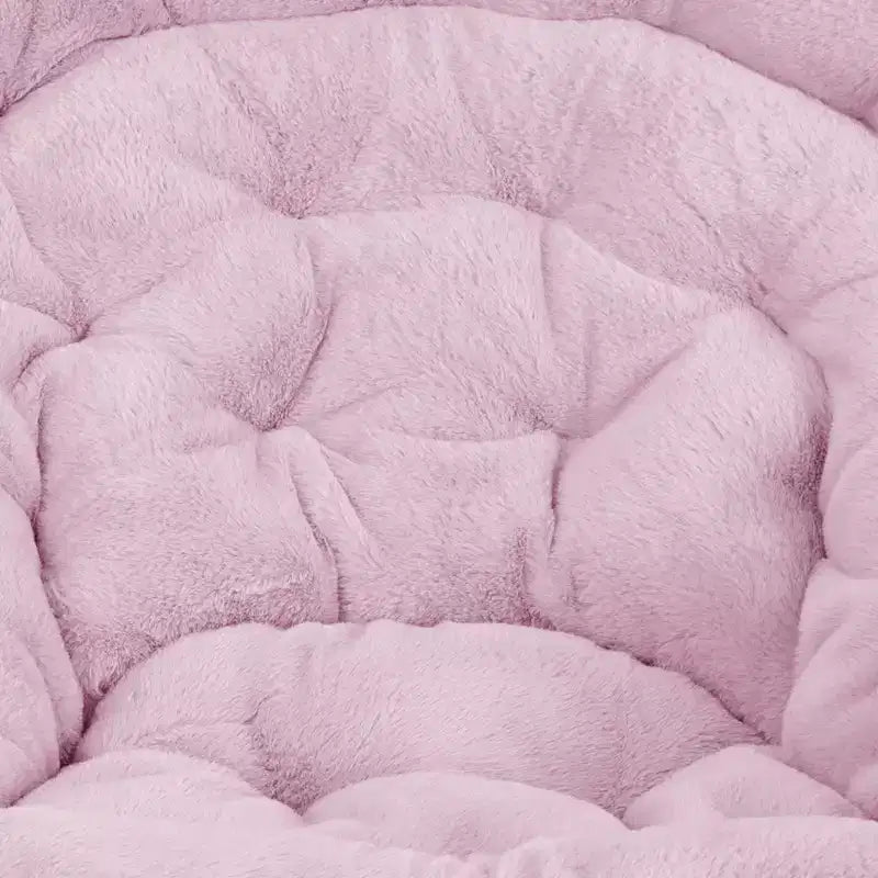 Emma and Oliver Oversize Folding Saucer Chair with Cozy Faux Fur Cushion and Metal Frame for Dorms, Bedrooms, Apartments and More