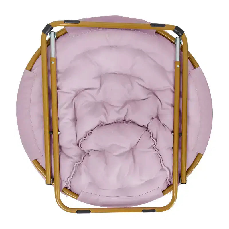 Emma and Oliver Oversize Folding Saucer Chair with Cozy Faux Fur Cushion and Metal Frame for Dorms, Bedrooms, Apartments and More