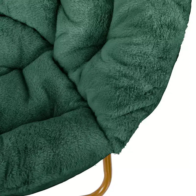 Emma and Oliver Oversize Folding Saucer Chair with Cozy Faux Fur Cushion and Metal Frame for Dorms, Bedrooms, Apartments and More