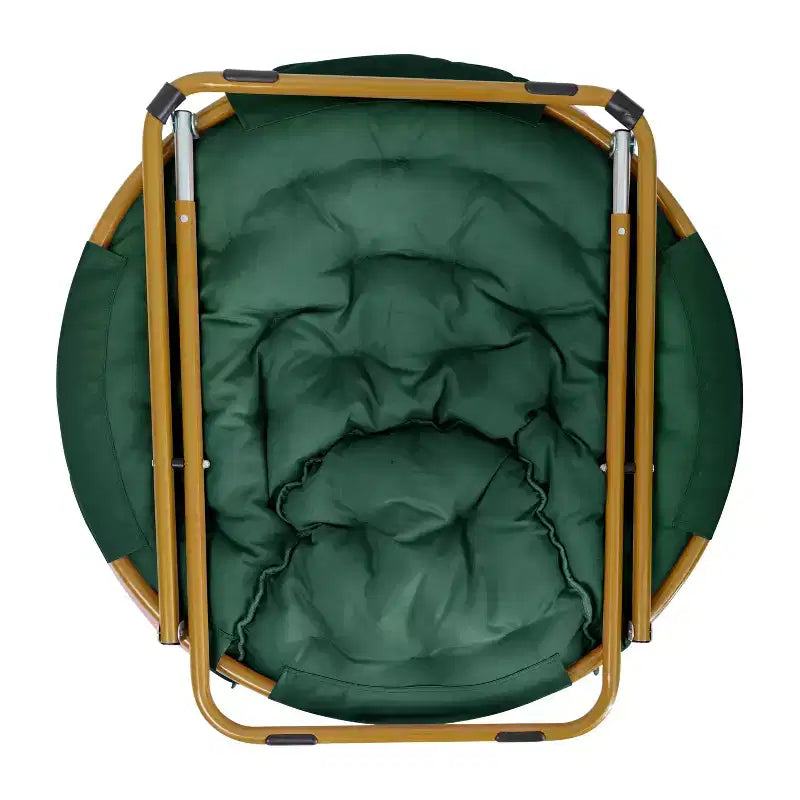Emma and Oliver Oversize Folding Saucer Chair with Cozy Faux Fur Cushion and Metal Frame for Dorms, Bedrooms, Apartments and More