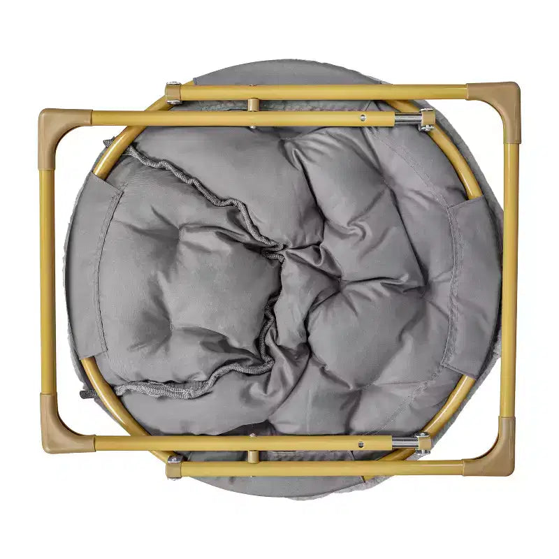 Emma and Oliver Oversize Folding Saucer Chair with Cozy Faux Fur Cushion and Metal Frame for Dorms, Bedrooms, Apartments and More