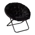 Emma and Oliver Oversize Folding Saucer Chair with Cozy Faux Fur Cushion and Metal Frame for Dorms, Bedrooms, Apartments and More
