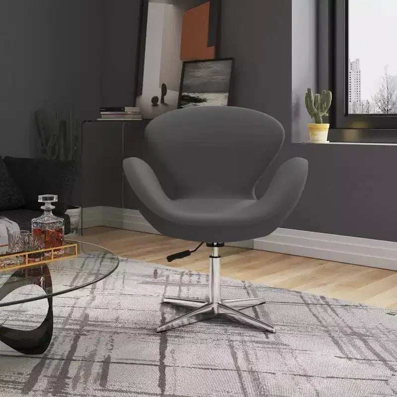 Set of 2 Raspberry Faux Leather Adjustable Swivel Chairs - Manhattan Comfort