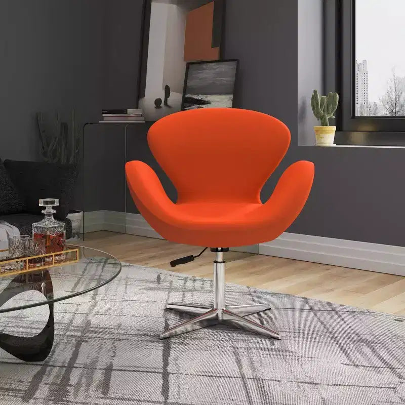 Set of 2 Raspberry Faux Leather Adjustable Swivel Chairs - Manhattan Comfort
