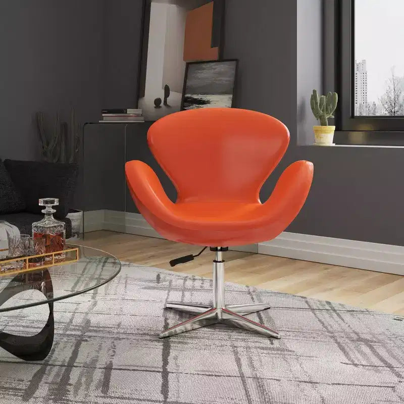 Set of 2 Raspberry Faux Leather Adjustable Swivel Chairs - Manhattan Comfort