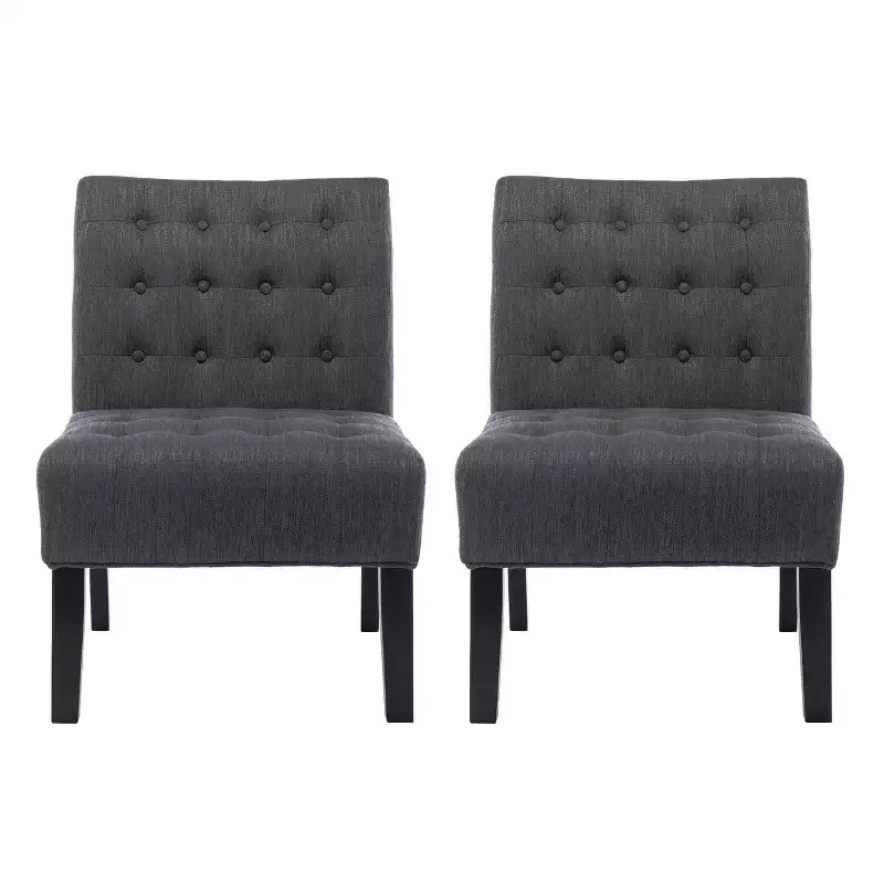 Set of 2 Lewis Contemporary Fabric Tufted Slipper Chairs - Christopher Knight Home