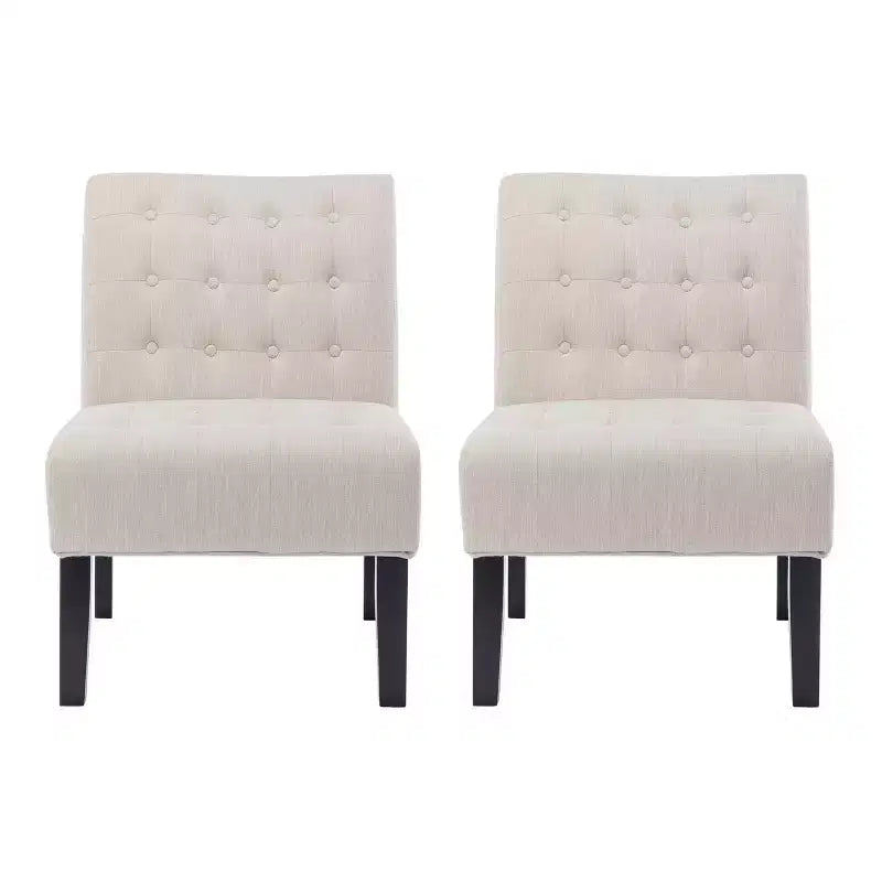 Set of 2 Lewis Contemporary Fabric Tufted Slipper Chairs - Christopher Knight Home
