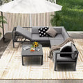 Costway 3PCS Patio Furniture Set Aluminum Lounge Adjust Back Recliner Sofa Table Cushion