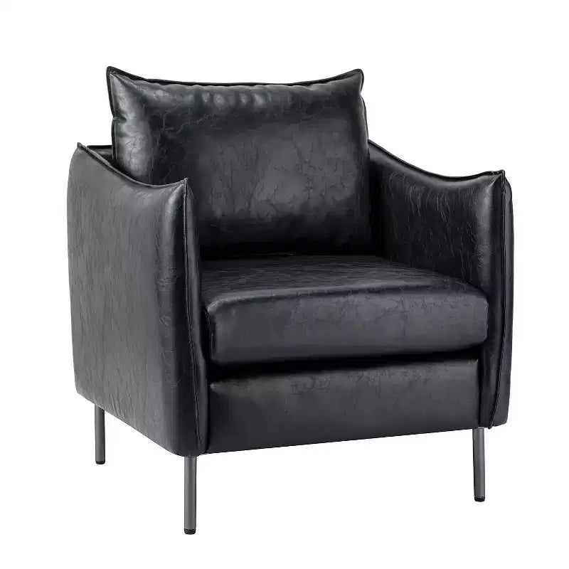 Felix Upholstery Livingroom Vegan Leather Armchair with Metal Legs | KARAT HOME