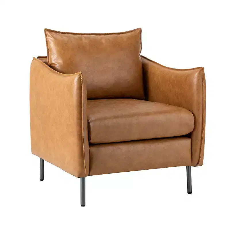 Felix Upholstery Livingroom Vegan Leather Armchair with Metal Legs | KARAT HOME