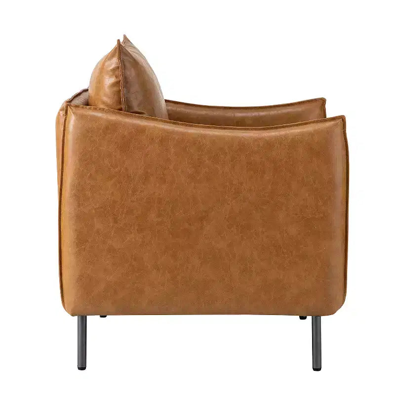Felix Upholstery Livingroom Vegan Leather Armchair with Metal Legs | KARAT HOME