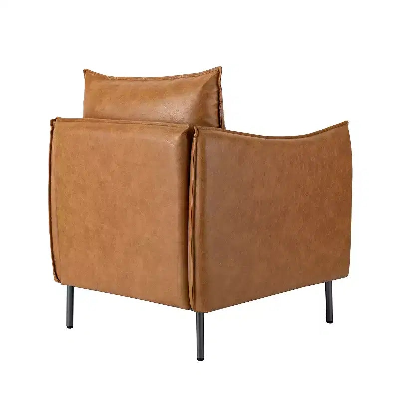 Felix Upholstery Livingroom Vegan Leather Armchair with Metal Legs | KARAT HOME