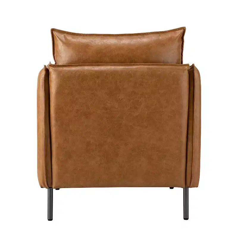 Felix Upholstery Livingroom Vegan Leather Armchair with Metal Legs | KARAT HOME