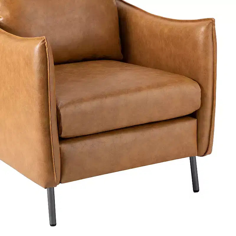 Felix Upholstery Livingroom Vegan Leather Armchair with Metal Legs | KARAT HOME