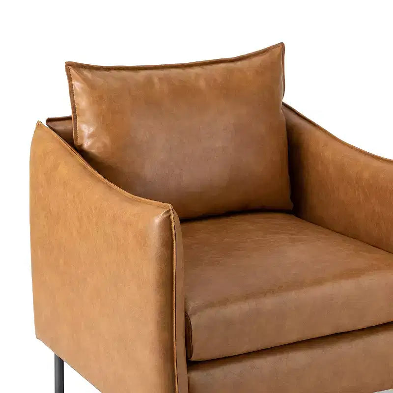 Felix Upholstery Livingroom Vegan Leather Armchair with Metal Legs | KARAT HOME
