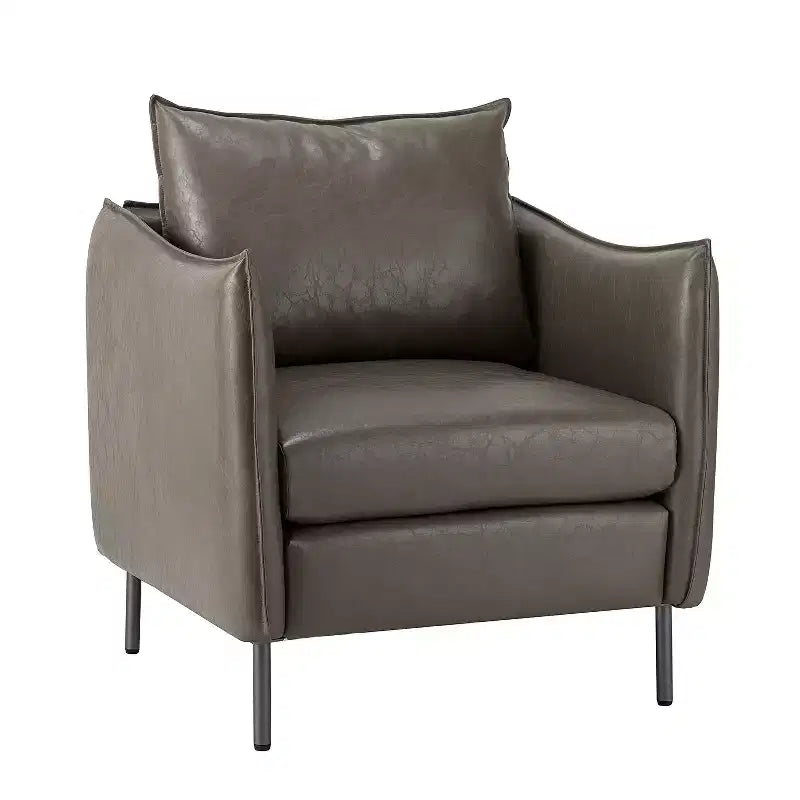 Felix Upholstery Livingroom Vegan Leather Armchair with Metal Legs | KARAT HOME