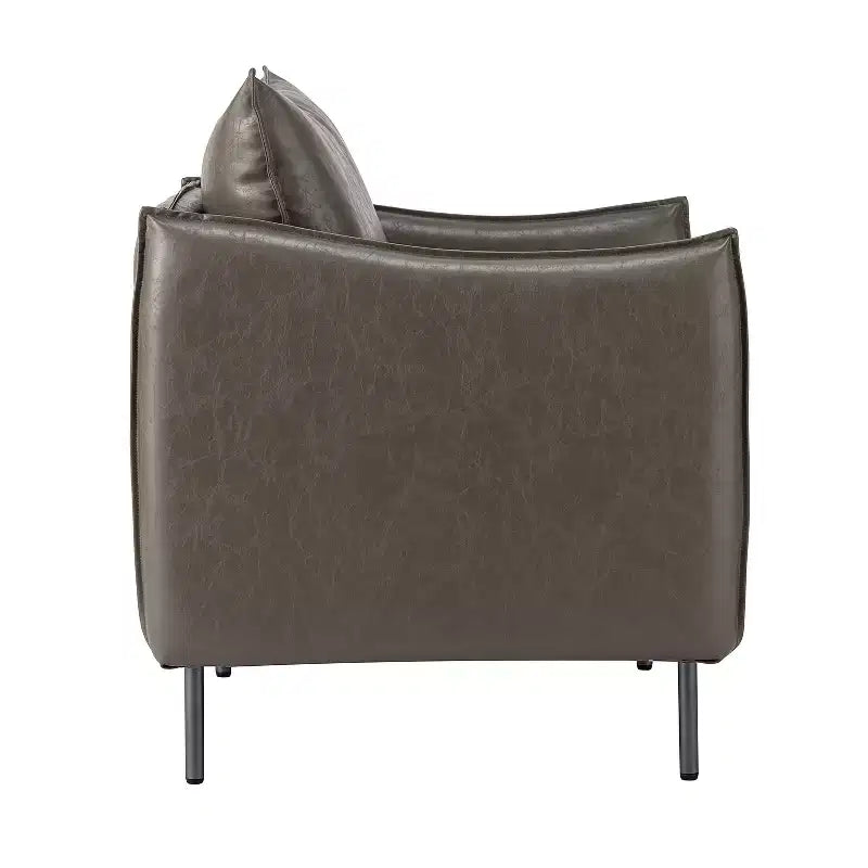 Felix Upholstery Livingroom Vegan Leather Armchair with Metal Legs | KARAT HOME