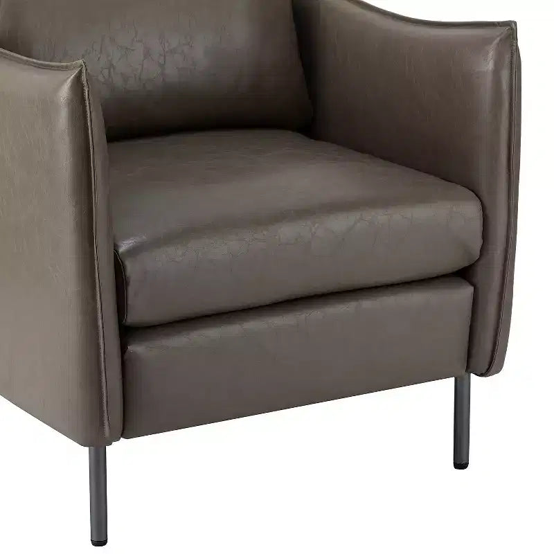 Felix Upholstery Livingroom Vegan Leather Armchair with Metal Legs | KARAT HOME