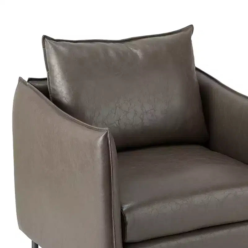 Felix Upholstery Livingroom Vegan Leather Armchair with Metal Legs | KARAT HOME