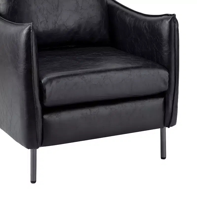 Felix Upholstery Livingroom Vegan Leather Armchair with Metal Legs | KARAT HOME