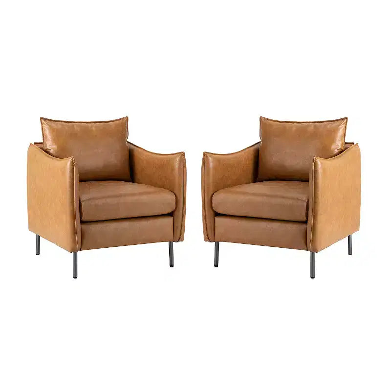 Lot de 2 fauteuils de salon Felix en cuir vegan avec pieds en métal | KARAT HOME