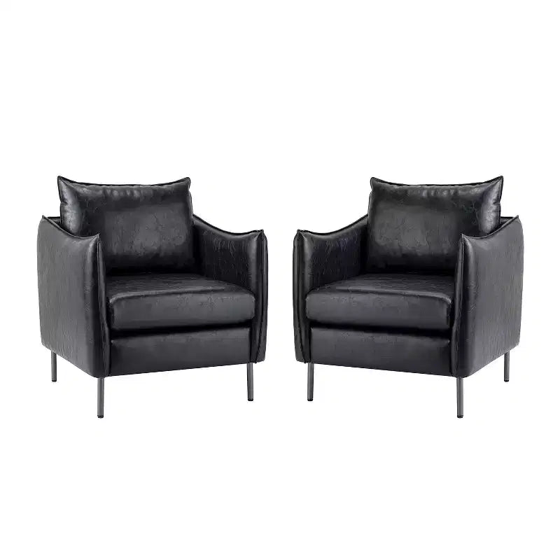 Lot de 2 fauteuils de salon Felix en cuir vegan avec pieds en métal | KARAT HOME
