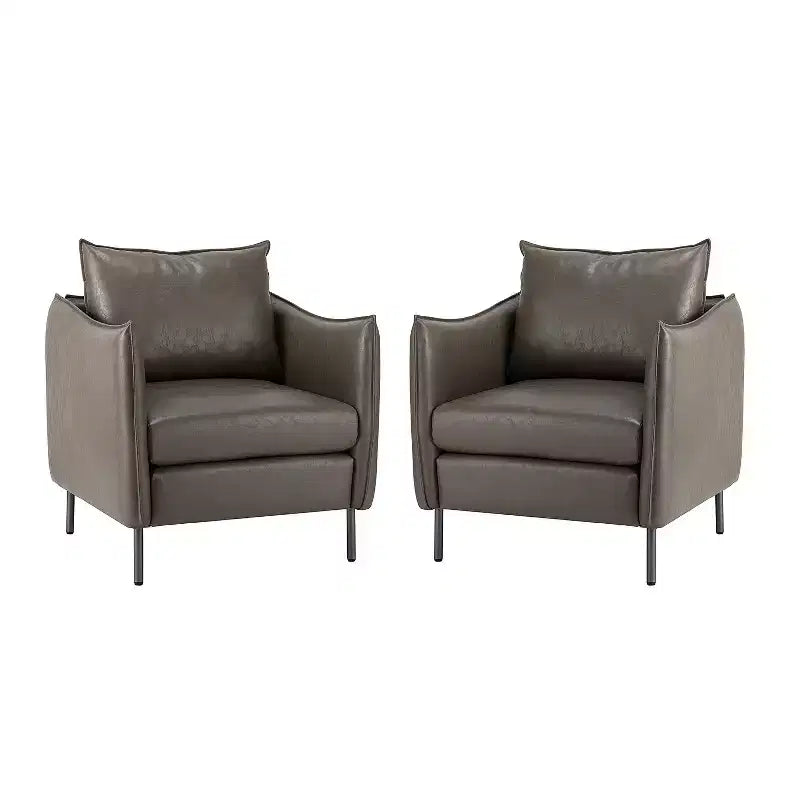 Lot de 2 fauteuils de salon Felix en cuir vegan avec pieds en métal | KARAT HOME