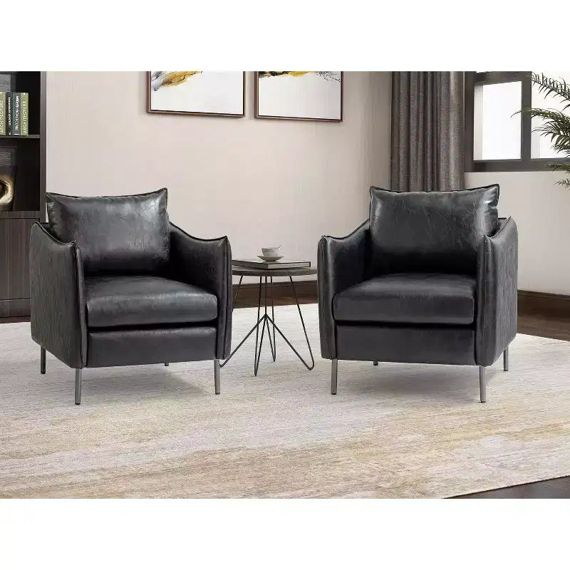 Lot de 2 fauteuils de salon Felix en cuir vegan avec pieds en métal | KARAT HOME
