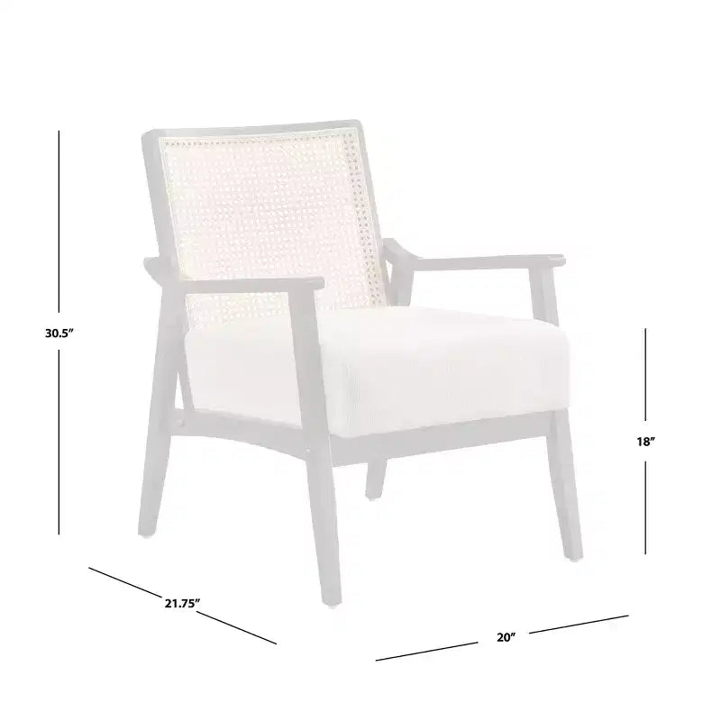 Fauteuil d'appoint en bois massif et cannage Lifestorey Hannah