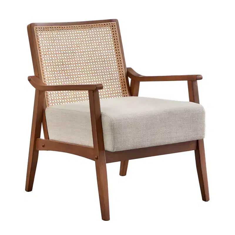 Fauteuil d'appoint en bois massif et cannage Lifestorey Hannah