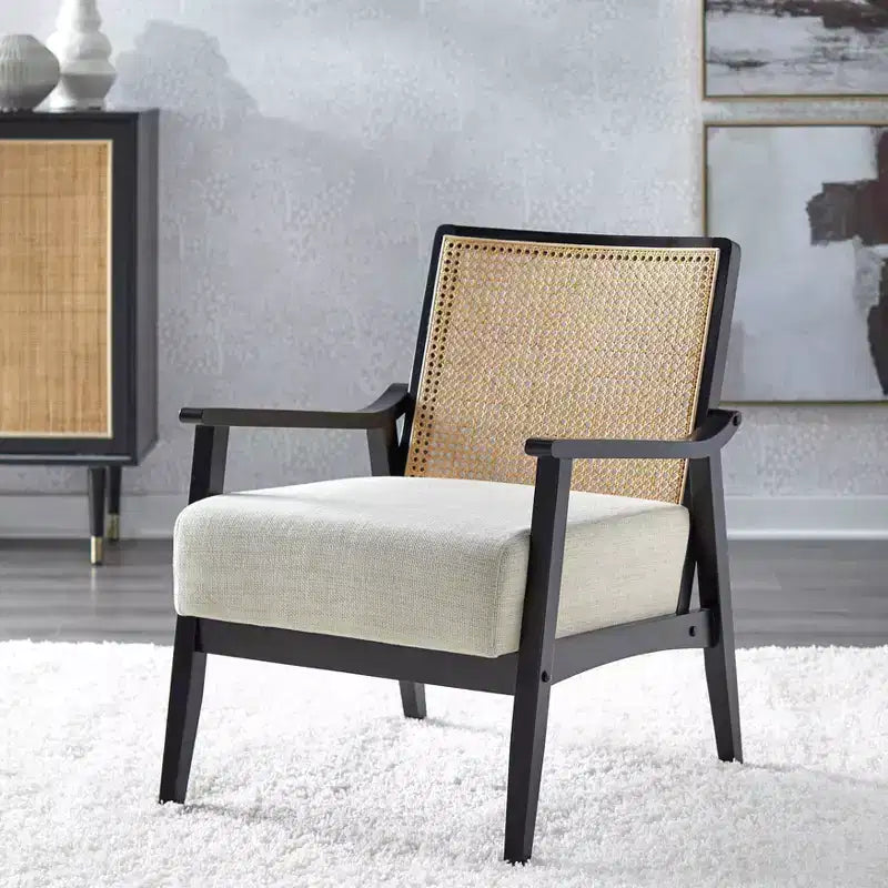 Lifestorey Hannah Solid Wood Cane Back Accent Chair