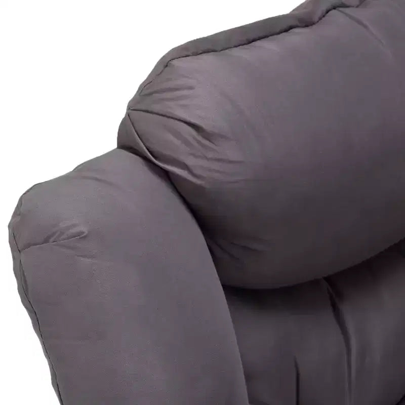JOMEED Fauteuil paresseux moderne pliable et léger en tissu avec accoudoirs et pochette latérale pour la maison ou le bureau, Gris