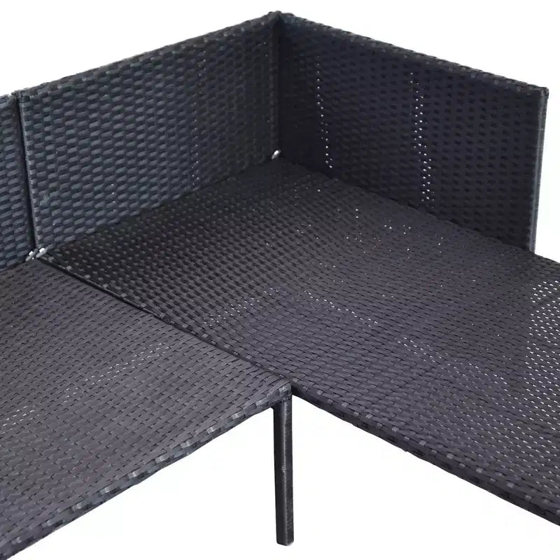Outsunny Salon de Jardin 3 Pièces en Rotin, Ensemble Canapé d'Extérieur avec Méridienne et Causeuse, Coussins Moelleux, Table, Canapé d'Angle en Forme de L
