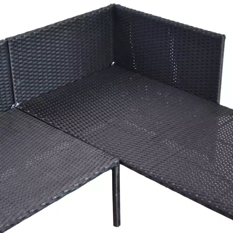 Outsunny Salon de Jardin 3 Pièces en Rotin, Ensemble Canapé d'Extérieur avec Méridienne et Causeuse, Coussins Moelleux, Table, Canapé d'Angle en Forme de L