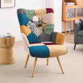 Peace Nest Upholstered Wingback Accent Chair & Rocking Chair with Rubberwood Legs & Rockers