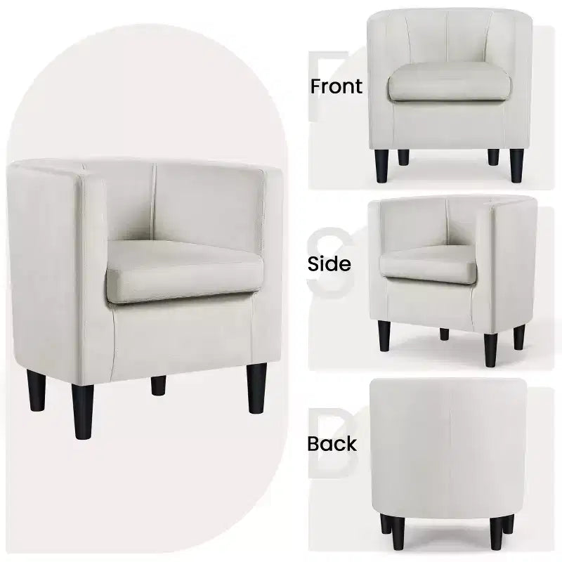 Yaheetech Upholstered Barrel Chair Accent Arm Chair
