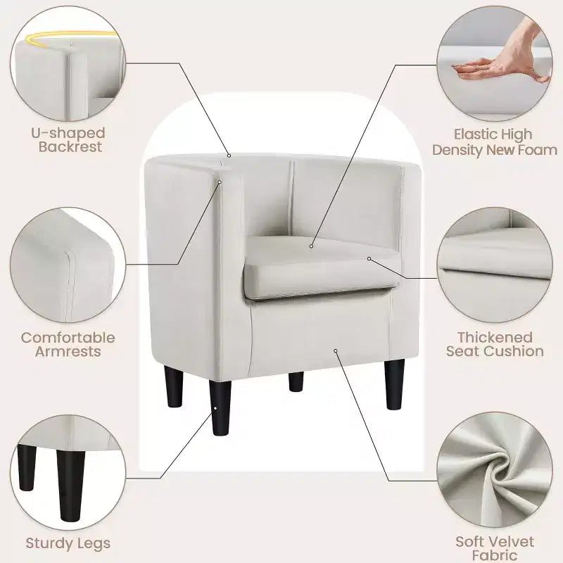 Yaheetech Upholstered Barrel Chair Accent Arm Chair