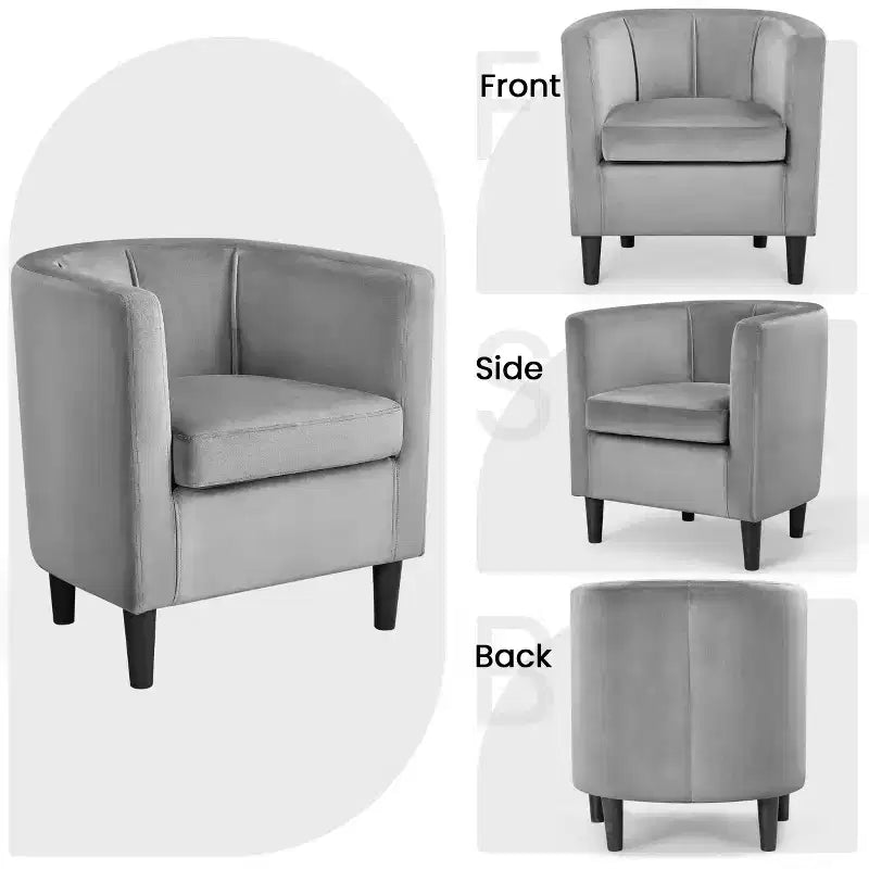 Yaheetech Upholstered Barrel Chair Accent Arm Chair