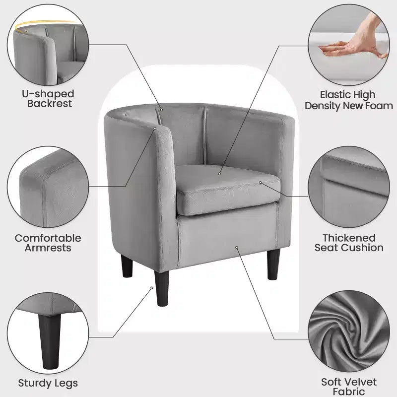 Yaheetech Upholstered Barrel Chair Accent Arm Chair