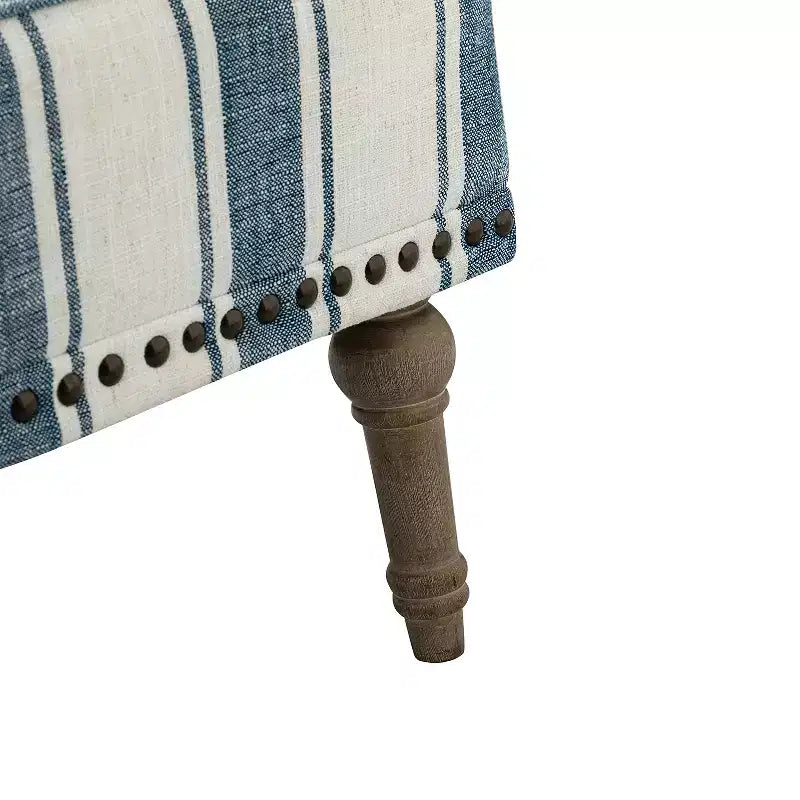 Set of 2 Venere Bedroom Wooden Upholstered Armchair with Nailhead Trim and Unique Stripe Design| ART OF LIVING DESIGNS