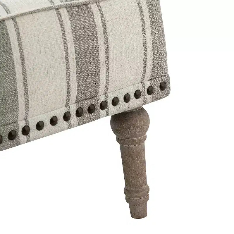 Set of 2 Venere Bedroom Wooden Upholstered Armchair with Nailhead Trim and Unique Stripe Design| ART OF LIVING DESIGNS