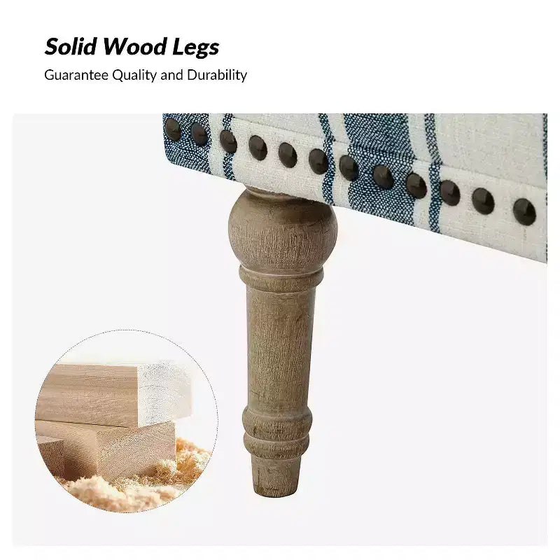Set of 2 Venere Bedroom Wooden Upholstered Armchair with Nailhead Trim and Unique Stripe Design| ART OF LIVING DESIGNS