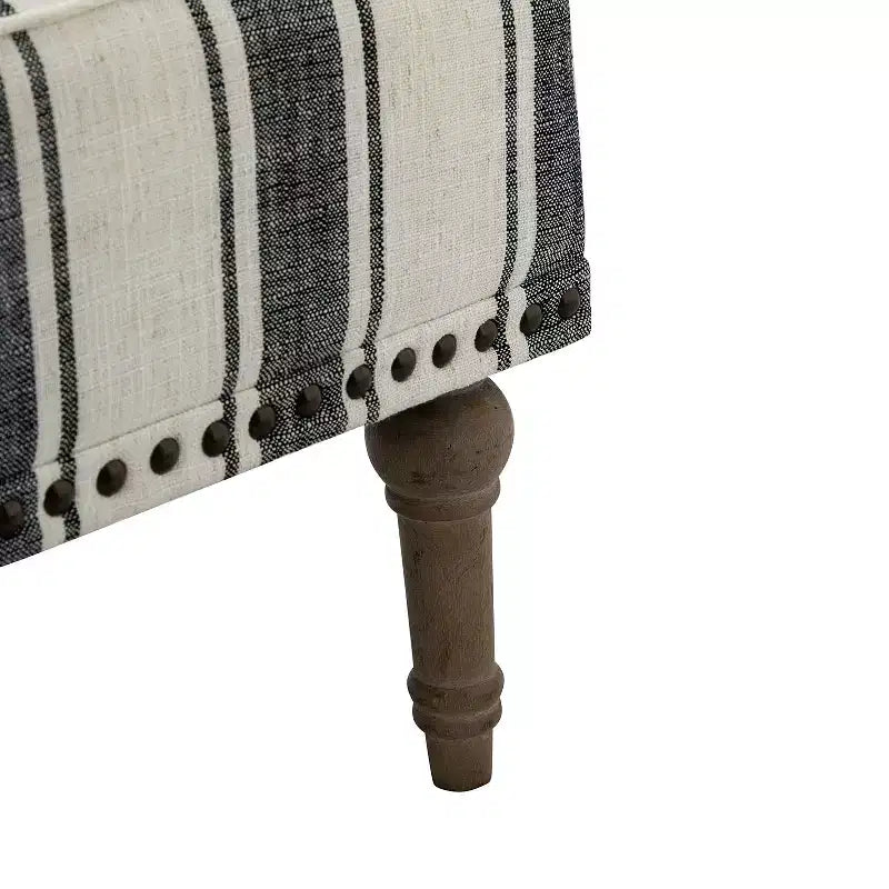 Set of 2 Venere Bedroom Wooden Upholstered Armchair with Nailhead Trim and Unique Stripe Design| ART OF LIVING DESIGNS