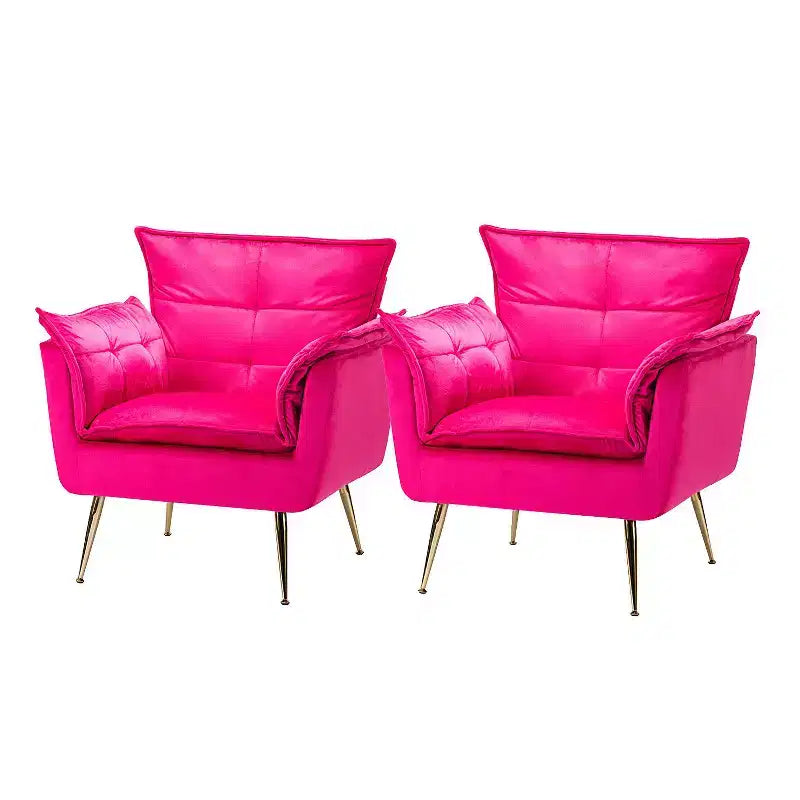 Set of 2 Jonat Contemporary Velvet Wooden Upholstered Armchair with Metal Legs for Bedroom and Living Room| ART OF LIVING DESIGNS