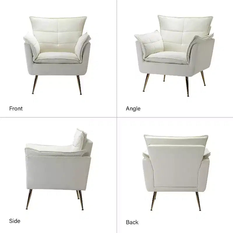 Set of 2 Jonat Contemporary Velvet Wooden Upholstered Armchair with Metal Legs for Bedroom and Living Room| ART OF LIVING DESIGNS