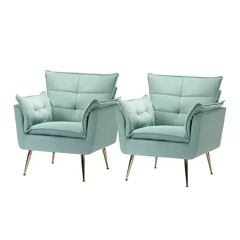 Set of 2 Jonat Contemporary Velvet Wooden Upholstered Armchair with Metal Legs for Bedroom and Living Room| ART OF LIVING DESIGNS
