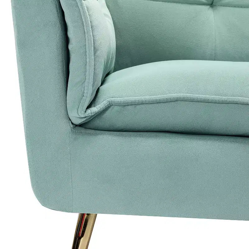 Set of 2 Jonat Contemporary Velvet Wooden Upholstered Armchair with Metal Legs for Bedroom and Living Room| ART OF LIVING DESIGNS