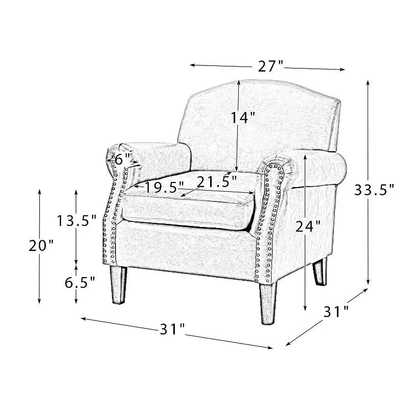 Lot de 2 fauteuils de salon transitionnels en cuir végétalien Gianluigi avec garniture cloutée pour chambre et salon | ART OF LIVING DESIGNS