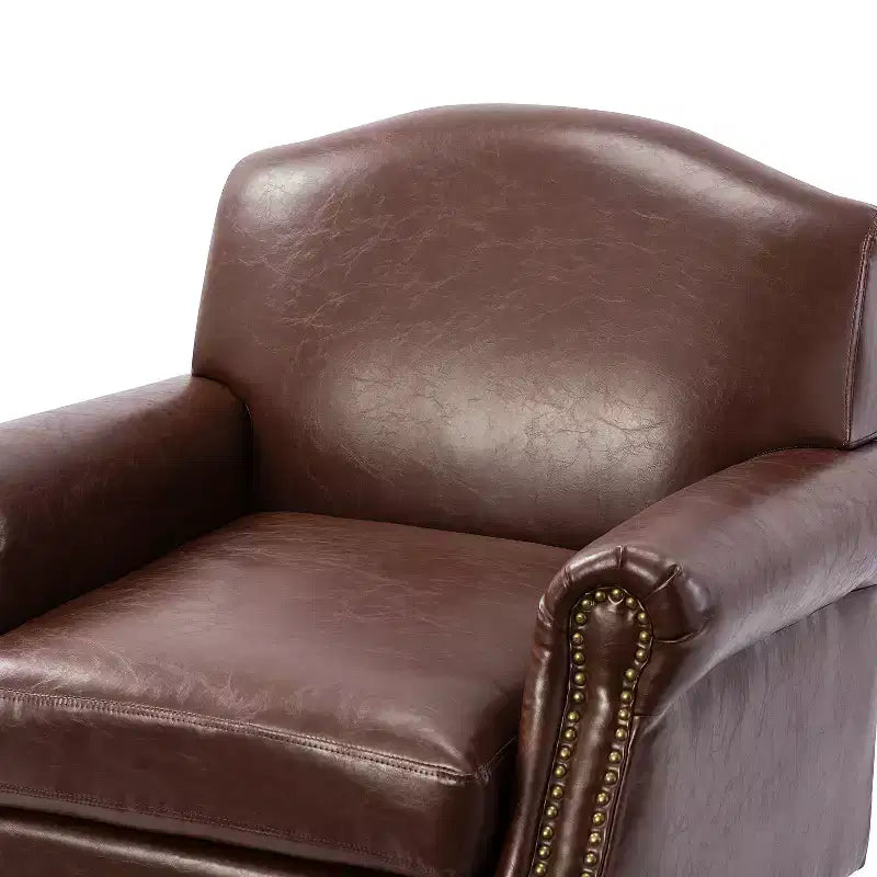 Lot de 2 fauteuils de salon transitionnels en cuir végétalien Gianluigi avec garniture cloutée pour chambre et salon | ART OF LIVING DESIGNS